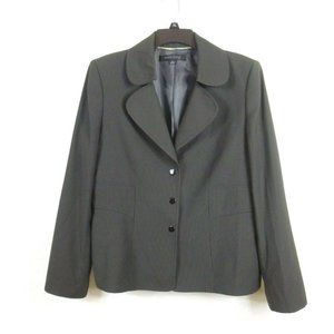 Anne Klein Jacket 14 Black Gray Pinstriped Blazer